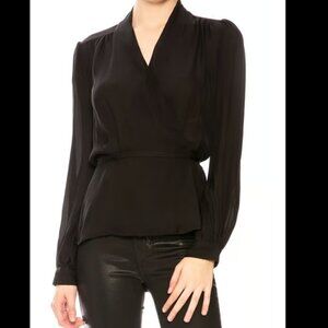 L'AGENCE CARA WRAP BLOUSE - BLACK Size M